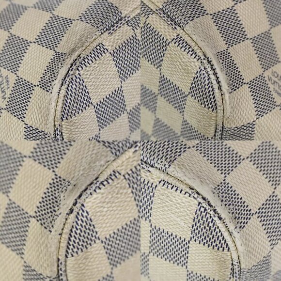 LOUIS VUITTON Neverfull MM Shoulder Tote Bag Damier Azur Leather - Picture 13 of 16